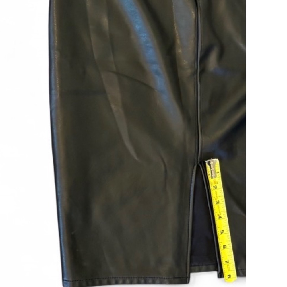 Banana Republic Faux Leather Pencil Skirt Black High-Waist Career Slit Skirt 14 - Picture 4 of 9